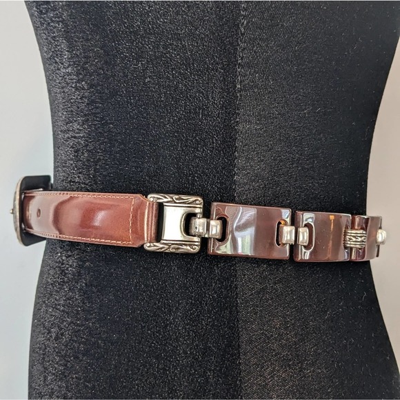 Brighton Vintage Y2K Brown Leather and Tortoise Shell Belt S - Picture 8 of 9